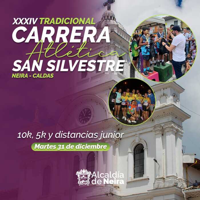 afiche promocional de la cerrera atletica san silvestre