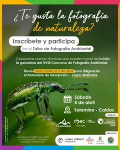 Invitación taller de fotografía ambiental en Salamina